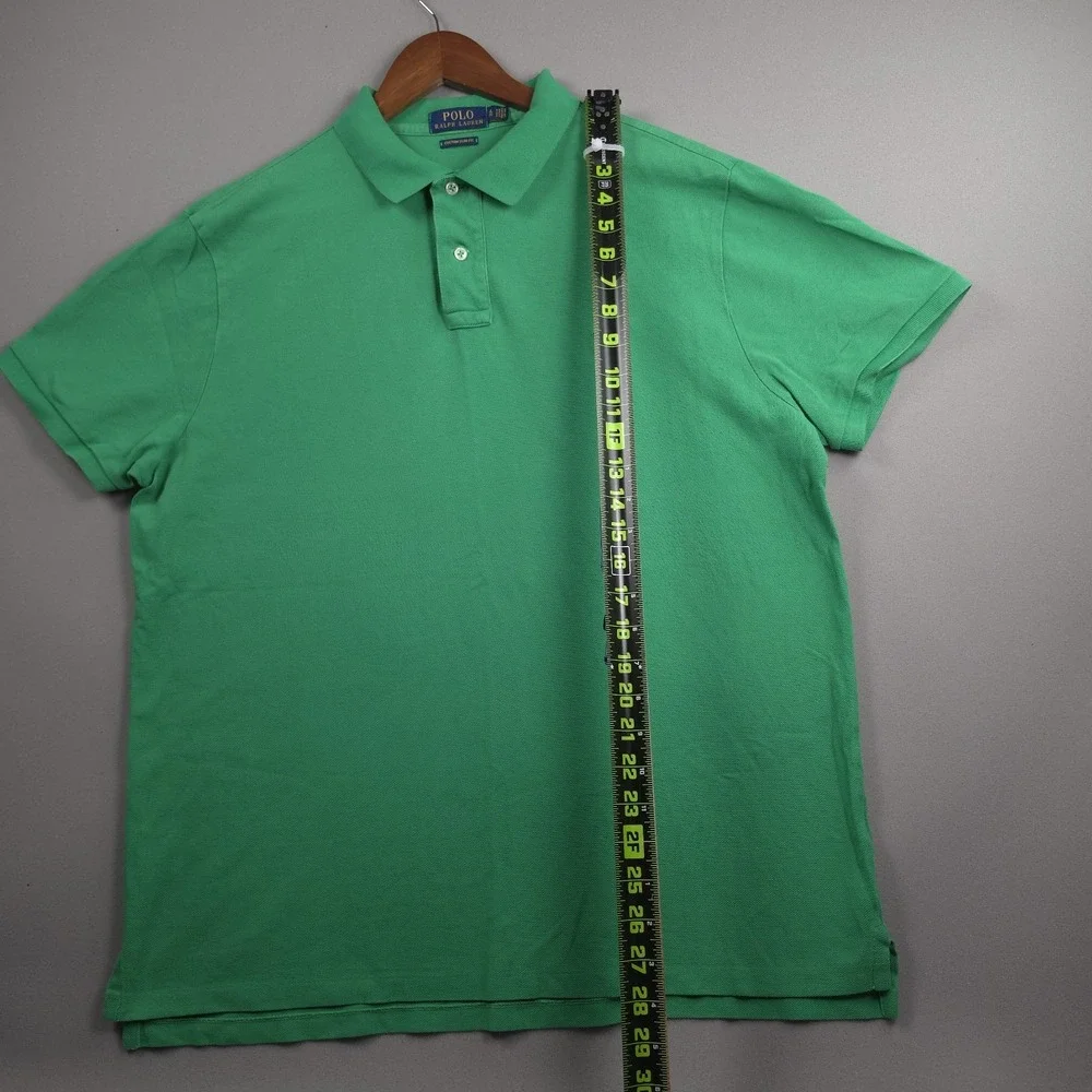 Polo Ralph Lauren Mens XL Custom Slim Fit Green Polo Shirt Short Sleeve Cotton